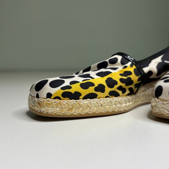 Stuart Weitzman Animal Print Slip On Mini Wedge Espadrilles Square Toe 9 - Picture 3 of 10